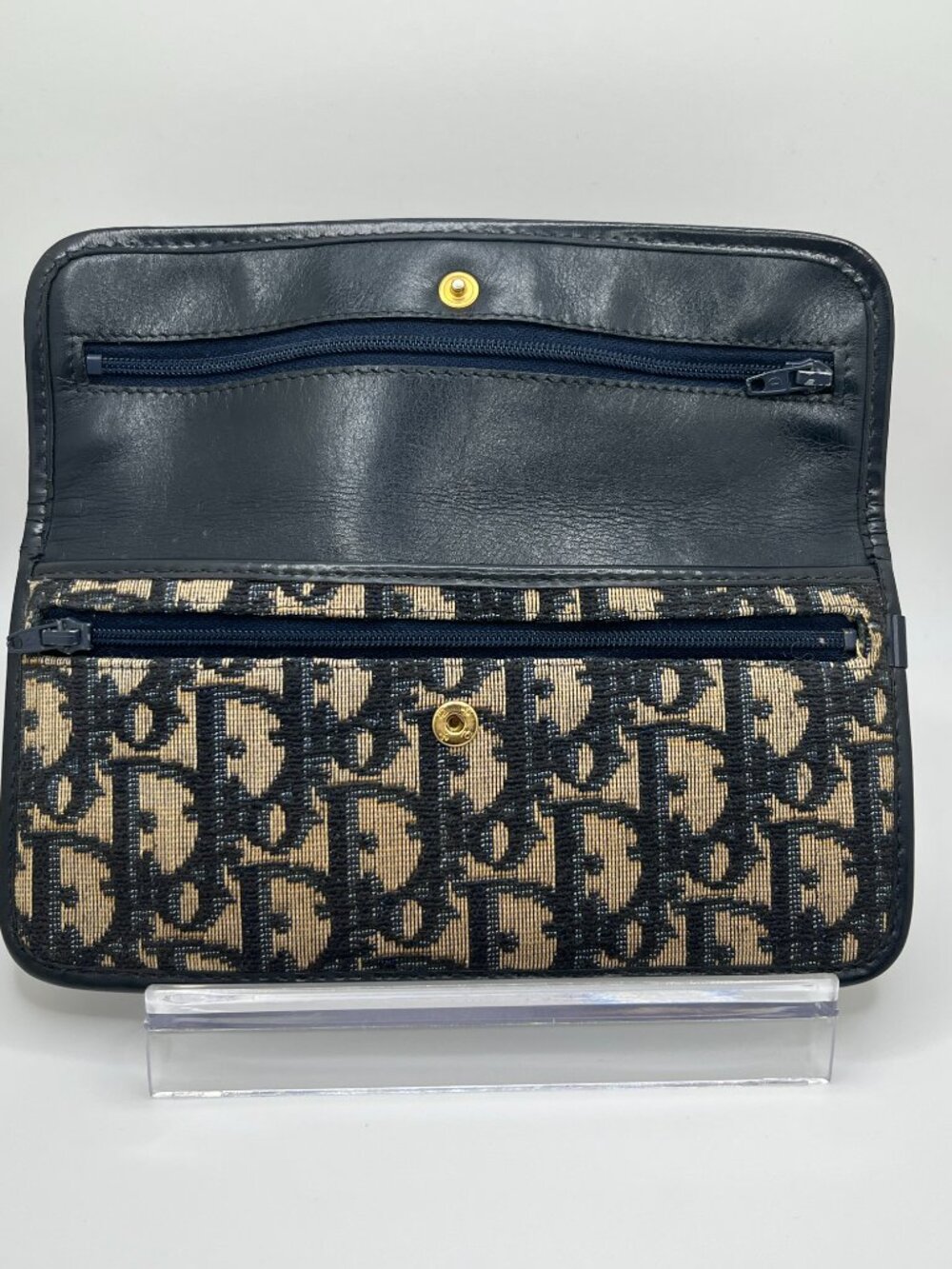 Vintage Christian Dior Navy Trotter Monogram Clutch - Picture 7 of 10